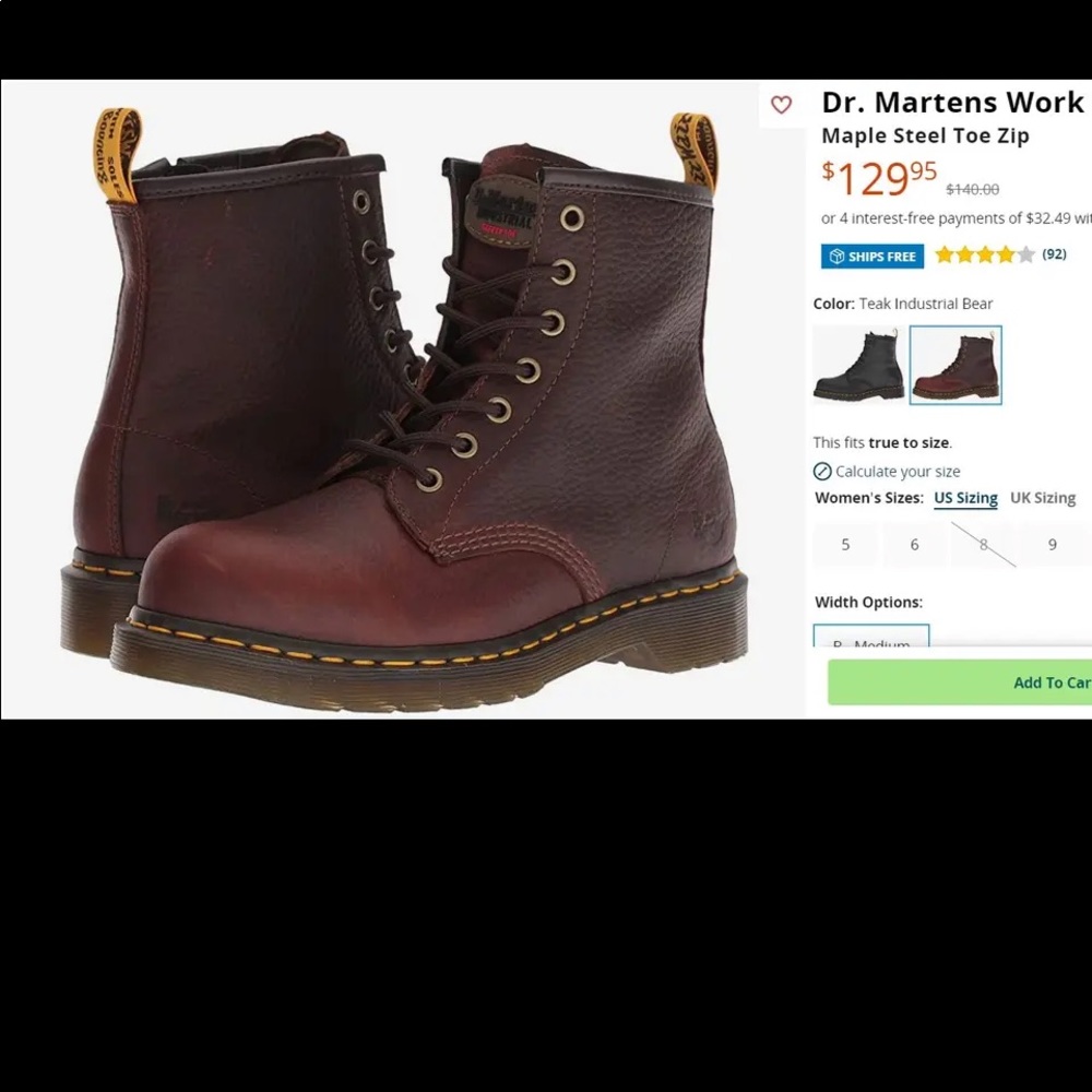 Doc Martins AirWair Steel Toe Slip resistant Leather Women’s
